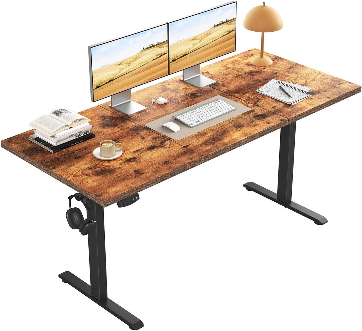 Elektrisch Bureau Sta-zit Tafel Bruin B/D: 140 x 60 cm