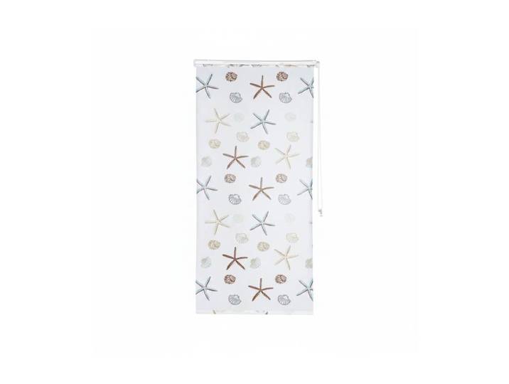 Duschrollo OCEAN 100 x 240 cm Weiss-Braun-Hellblau