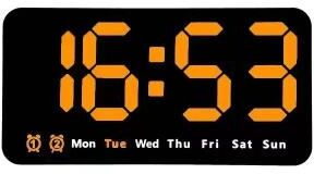 Uplift Picks Voice Control Digital Wall Clock Large LED Display With Temperature And Dual Alarm orange