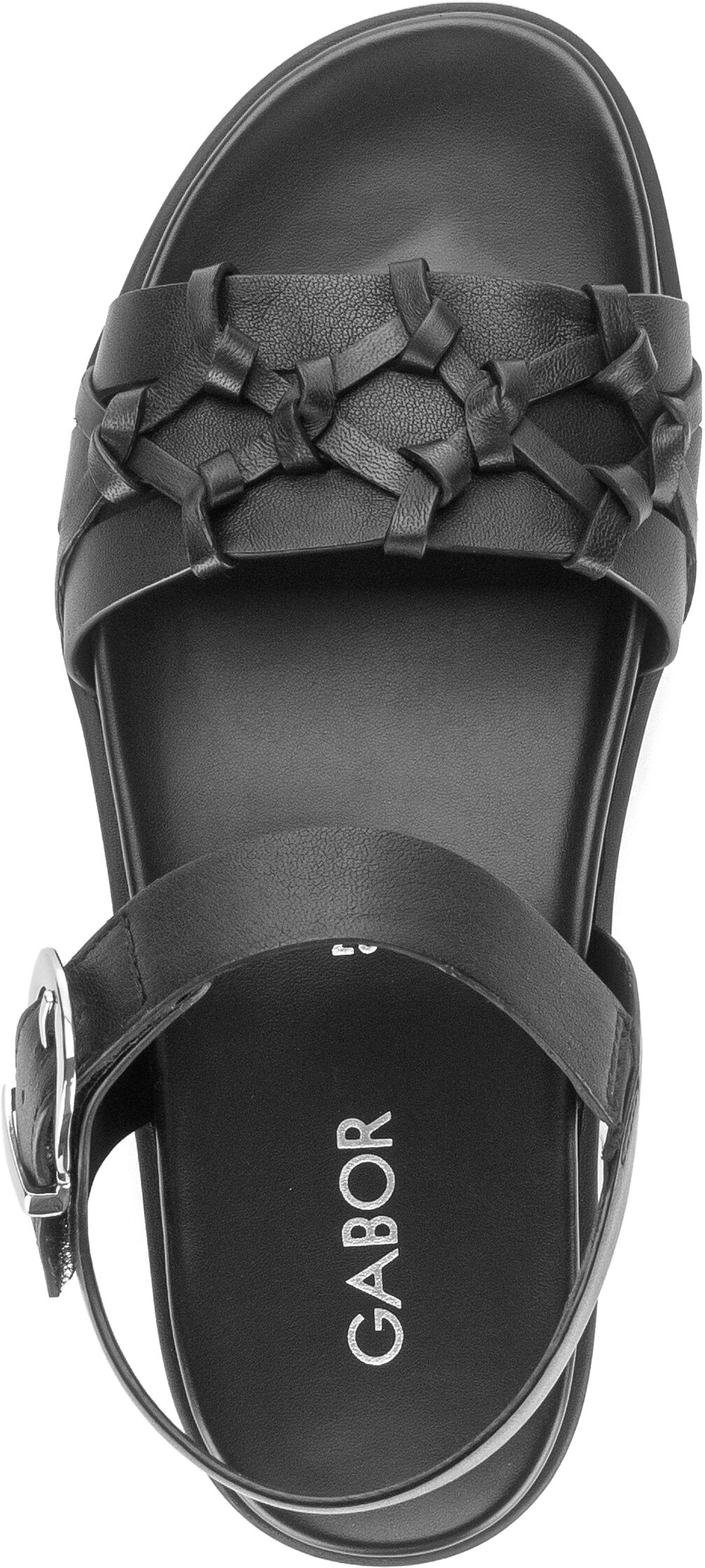 Riemchensandale GABOR, Damen, Gr. 40, Synthetik, schwarz, Nappaleder, Flechtoptik, unifarben, Schuhe Riemchensandale, Sandalette, Sommerschuh mit aufwendigen Details schwarz 40, Synthetik
