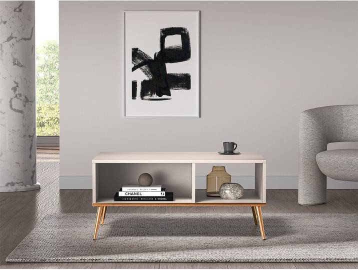 Selsey Couchtisch SELGIN, Wohnzimmertisch rechteckig mit Ablage, 90x60 cm