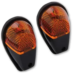 HIGHSIDER smart Verkleidungsblinker Glühlampen Blinker Gehäuse Schwarz / Linse Orange (Paar), Vorn