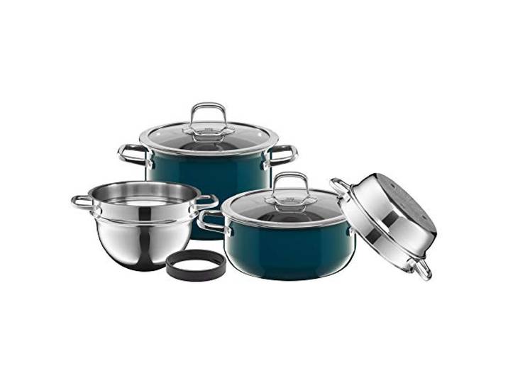 Silit Compact Topfset Induktion 4-teilig, Kochtopf Set mit Glasdeckel, Silargan Funktionskeramik, Induktions Töpfe Set nickelfrei, petrol