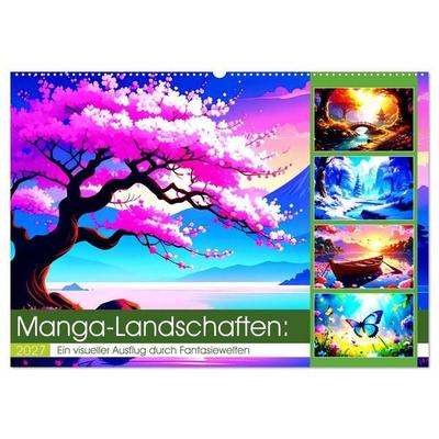 Manga-Landschaften: Ein visueller Ausflug durch Fantasiewelten (Wandkalender 2027 DIN A2 quer), CALVENDO Monatskalender