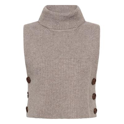 Strickpullover CREAM "Damen Strickpullover CRStarfi", Damen, Gr. M-L, braun (braun grau melange), Obermaterial: 97% Polyester PES. 3% Elasthan EL., Pullover Strickpullover