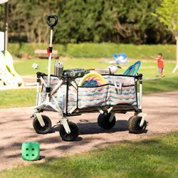 Home Deluxe Home Deluxe Bollerwagen faltbar JOLA - Beige/Blau