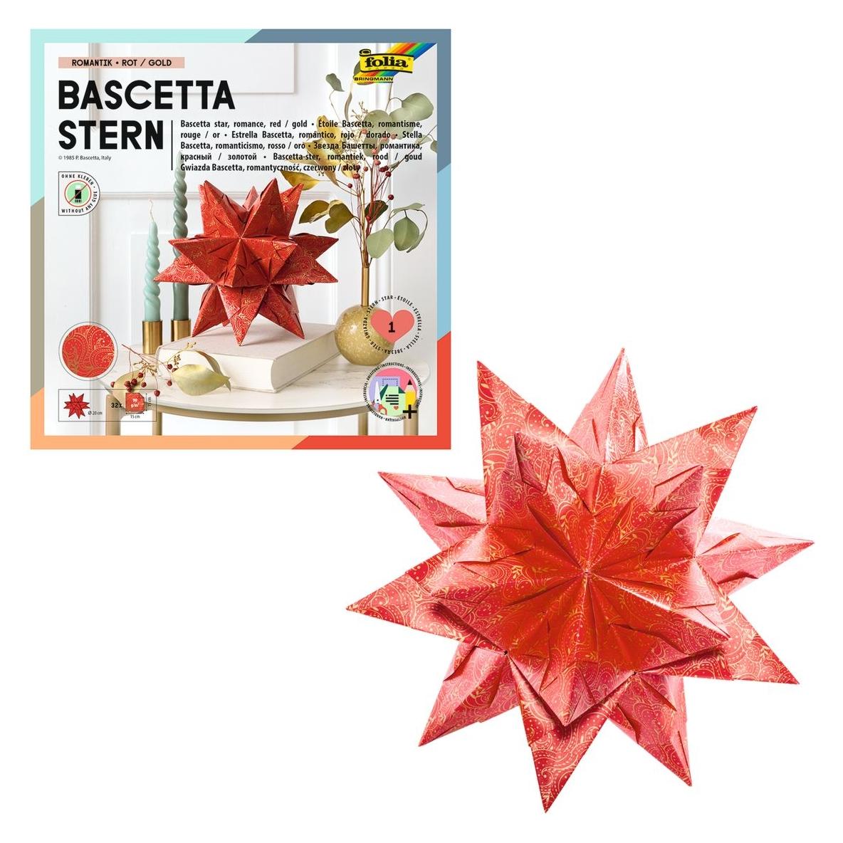Folia Faltbl"tter Bascetta-Stern, rot / bedruckt (90 g/m²) (408/1515)