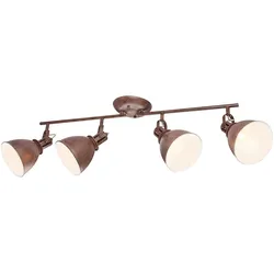 Deckenleuchte 4 Strahler Spotleiste Strahler beweglich Spotleuchte Deckenlampe, Metall rost, 4x E14 Fassungen, LxBxH 80x15x20 cm