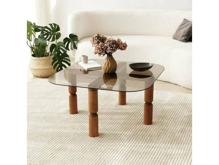 Dmora Couchtisch Psamathe 80x80x40 cm Braun Rauchoptik