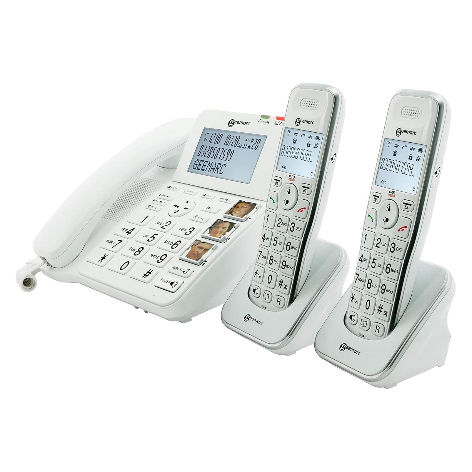 Geemarc AMPLIDECT COMBI 295-2 Schnurloses Telefon + 2 DECT 295 AD Mobilteile (DECT295-2_COMBI_WH_V)