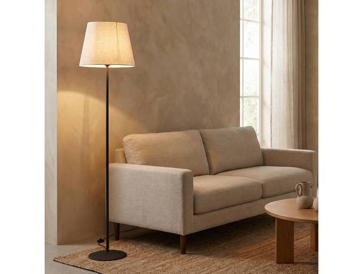 Stehlampe Loris ONLI, schwarz, für Wohn- / Esszimmer, Textil / Stoff / Seide, Stehlampe