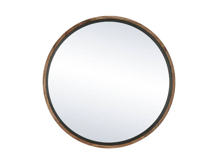 Miroir en bois d'acacia marron et verre, rond, à fixer, miroir de