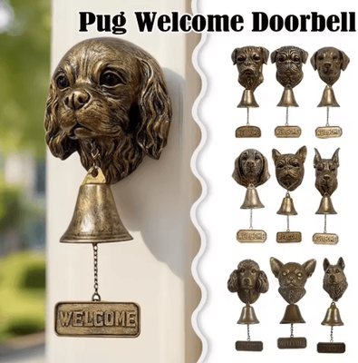 Inspire Picks Dog Theme Welcome Doorbell 3D Funny Bulldog Head Cast Iron Resin Hanging Bell e