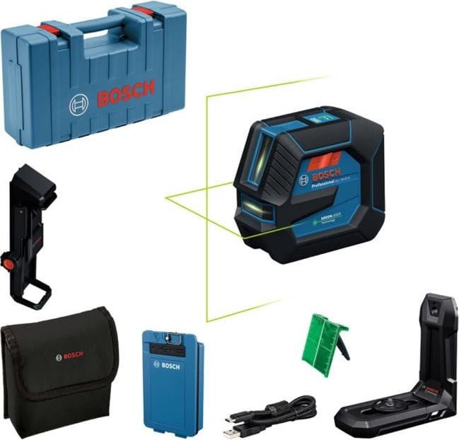 Bosch Professional GLL 20-22 G lijnlaser met groene laserlijnen en accu BA 3.7V 3.0Ah in koffer