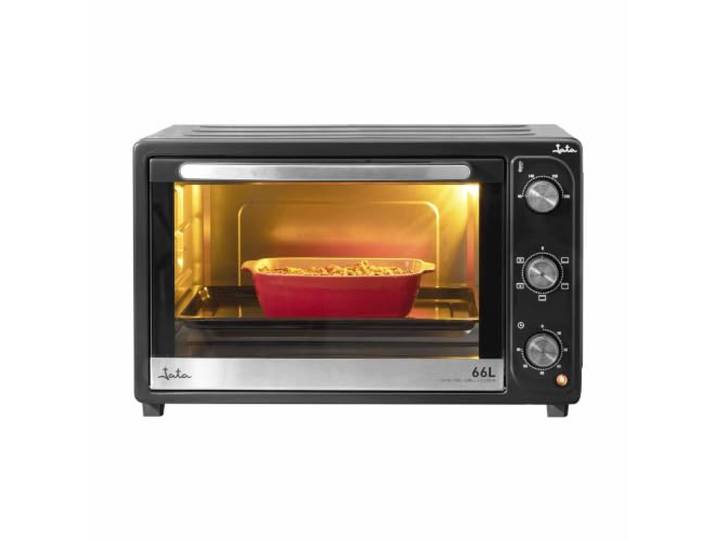 Jata HN966 Elektrischer Tischbackofen, 2200 W, Kapazität 66 Liter, Grillfunktion Rotisserie Konvention, Timer, regelbarer Thermostat, inkl. Grill, Außenmaße 64 x 40 x 40 cm