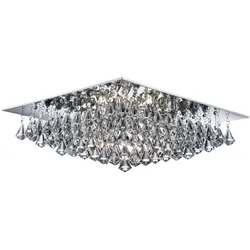 Design Decken Leuchte Glas Kristall Lampe Tropfen-Form Wohn Zimmer Beleuchtung ALU Strahler eckig