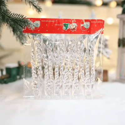 Uplift Curations Crystal Clear Icicle Ornaments Set For Elegant Christmas Tree Decor 12pcs