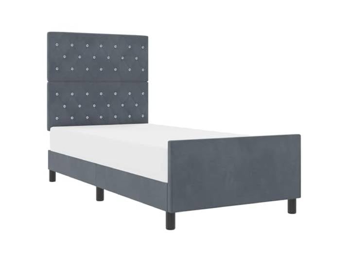 PUGYNBK Boxspringbett, Dunkelgrau, 90 x 200 cm, Samt Robuster Kiefernrahmen, verstellbares Kopfteil, einfache Montage, modernes Design