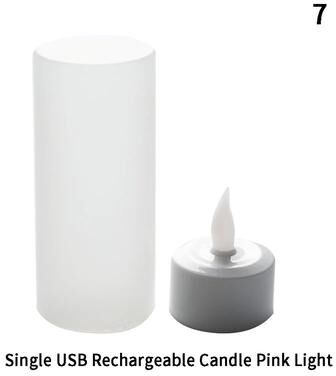 Inspired Living USB Rechargeable Tea Lights Flameless LED Candles Warm Flickering Rechargeable Candle Set pink
