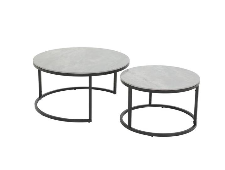 Beistelltisch Luis 2er Set 80x80/60x60 cm grau/schwarz