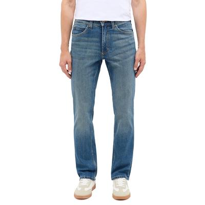 Straight-Jeans MUSTANG "Herren Style Tramper Straight", Herren, Gr. 46, Länge 34, blau (5000, 582 blau mittel), Denim/Jeans, 99% Baumwolle, 1% Elasthan, unifarben, straight fit, Jeans Straight-Jeans