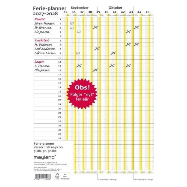 Mayla Pharma Ferie Planner 2027/2028 (28104000)