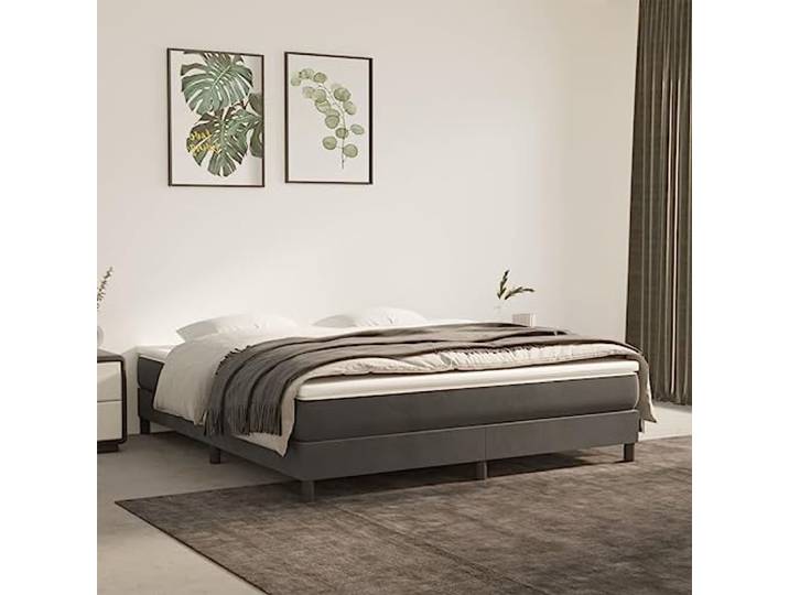 RJPLMFV Bettgestell, Velours, Grau, 180 x 200 cm Robuste Füße, Sperrholz-Latten, Stabilität, Premium-Komfort
