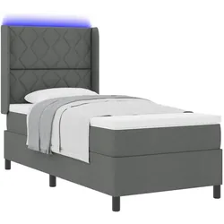 vidaXL, Boxspringbett, Boxspringbett Mit Matratze & Led Stoff Dunkelgrau (100 x 200 cm)
