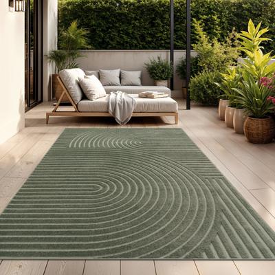 Paco Home Minimalist In- & Outdoor Rug Boho with Curved Boho Pattern in Green