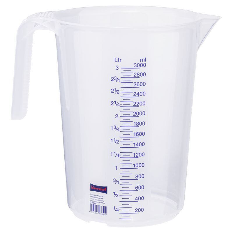 hünersdorff Messbecher 3 Liter 2 Skalen transparent