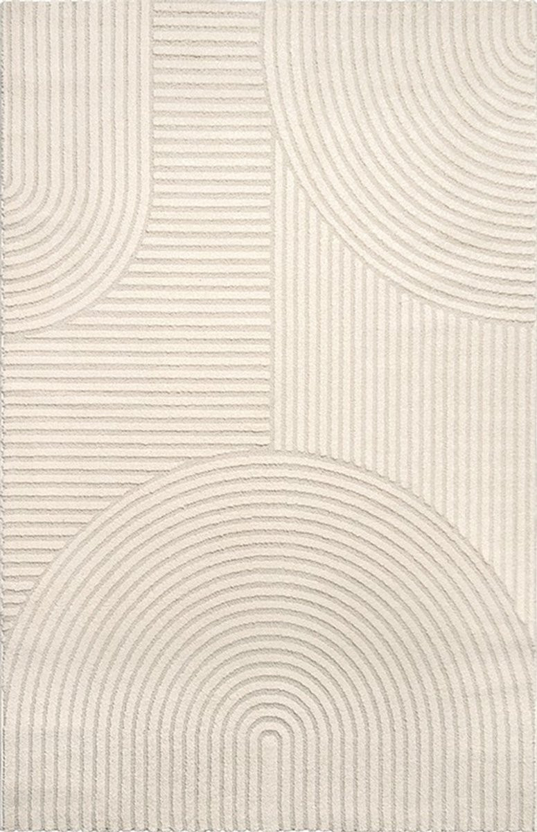 Vloerkleed Elio - Japandi Stijl met Abstracte Lijnen in Beige - 200 x 290 cm