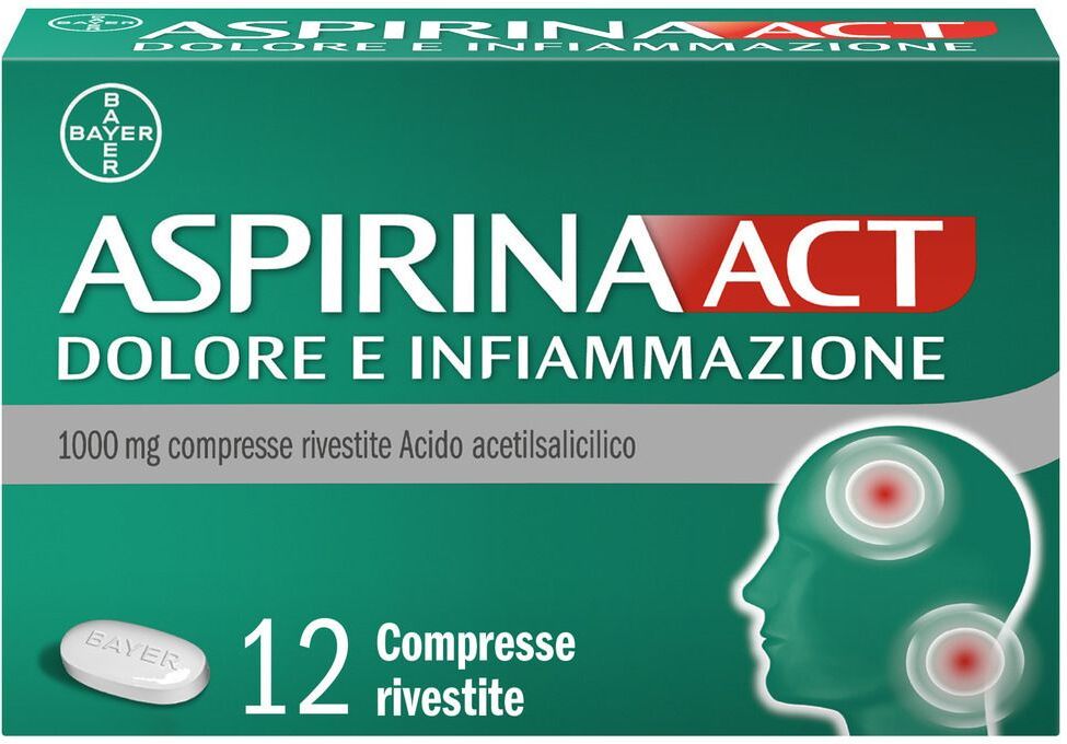 BAYER SpA Aspirinaact Dolore e Infiammazione 1000 mg, 12 Compresse