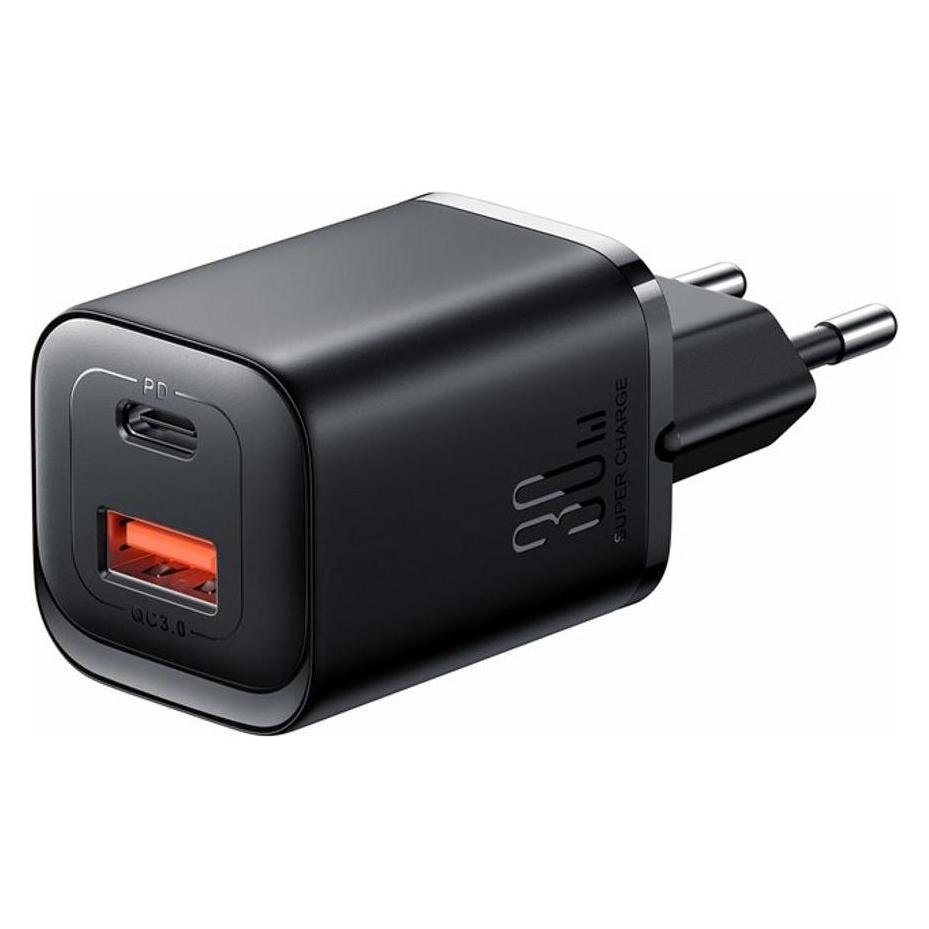 SIGN Dual-Port (A+C) Charger, 30W - Black (30 W, 2 Ports) (SN-QP303B)