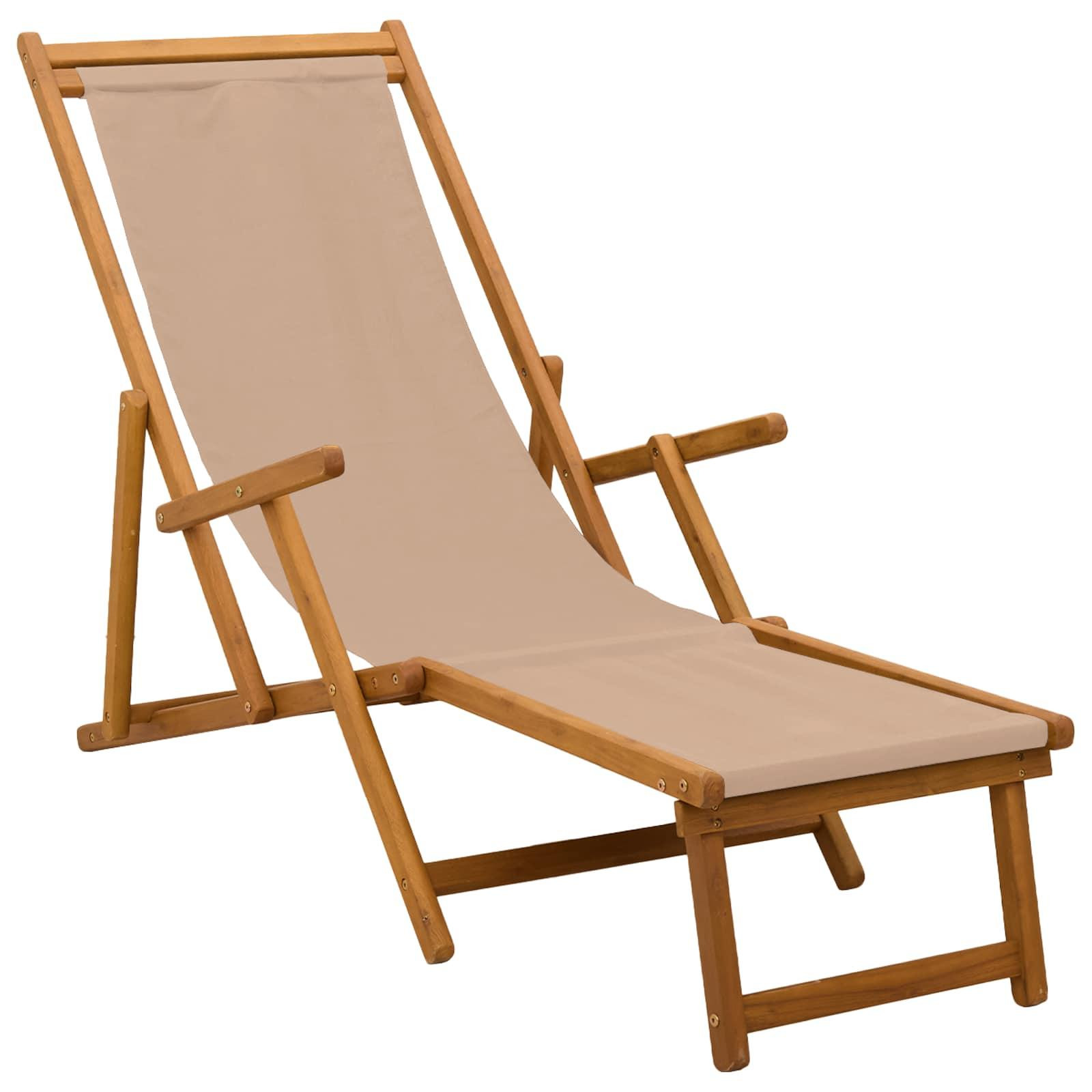 vidaXL Opklapbaar ligbed met 3 standen, massief eucalyptus hout, taupe