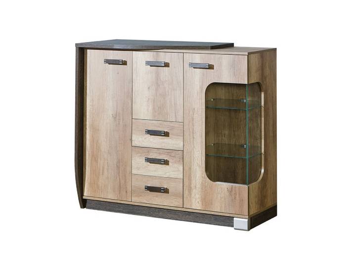 KOMMODE PALMERO 130/114/46cm mit 3 Schubladen 3 Türen Braun