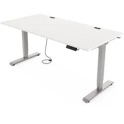 Yaasa Desk Essential, 160x80 cm, Weiß/Grau - Elektrisch höhenverstellbarer Schreibtisch