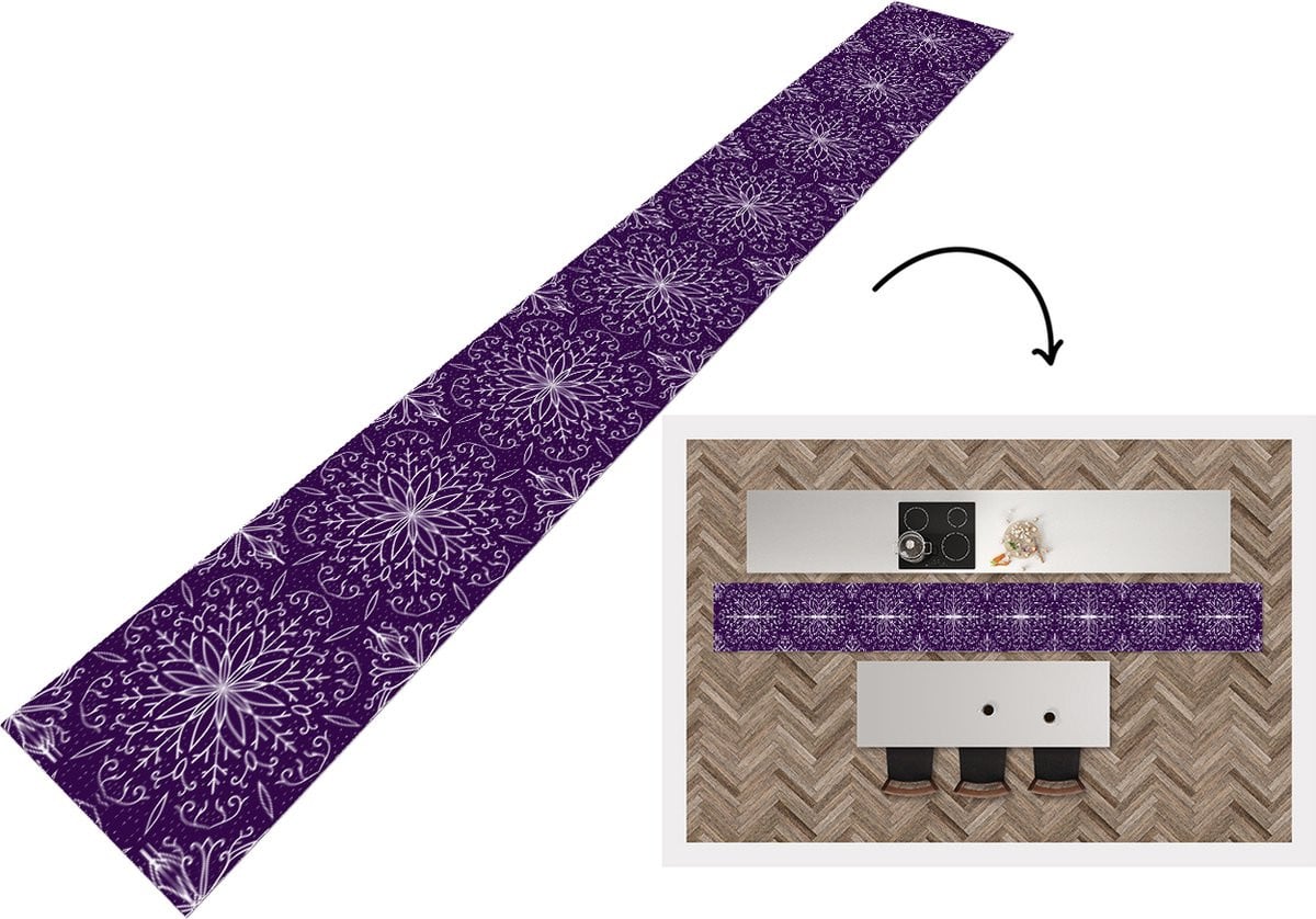 KitchenYeah Keukenloper Kerst Sneeuw Patronen Vinyl B/D: 400 x 50 cm