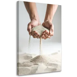 LEINWANDBILD Hände Sand beige Boho 80x120cm