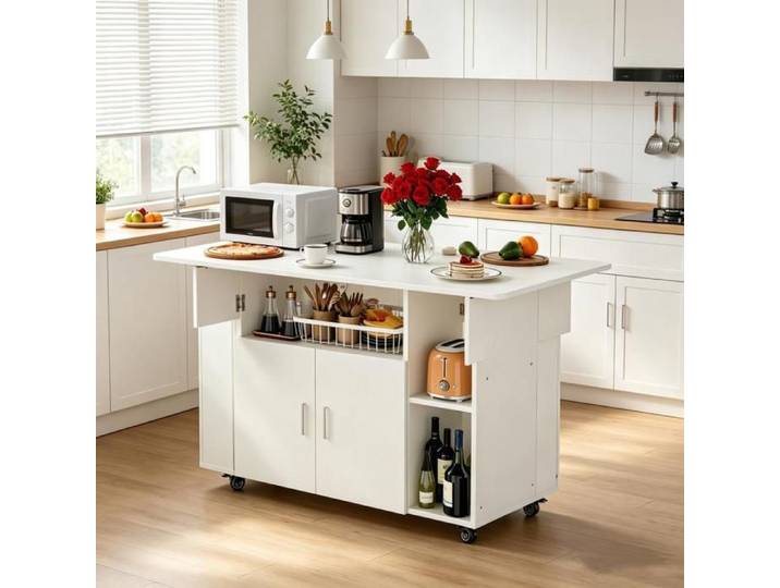 PIPIPOXER Buffet de cuisine sur roulettes table de rangement extensible meuble vaisselle pour rangement ustensiles cuisine 70x110