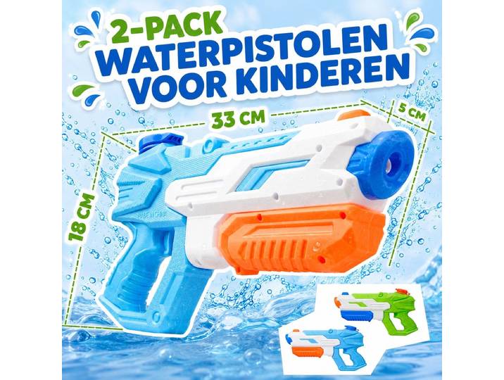 Travelhawk Waterpistool - Waterpistolen Set - Krachtige Waterstraal - Blauw Groen (2 Pack)