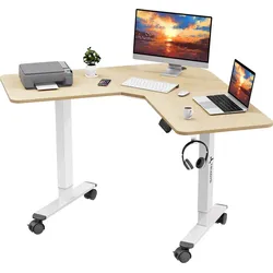 Neues Eckschreibtisch Triadyn WorkBase 1206L Elektrische Höhenverstellung Griff 120x120cm Heller Eiche