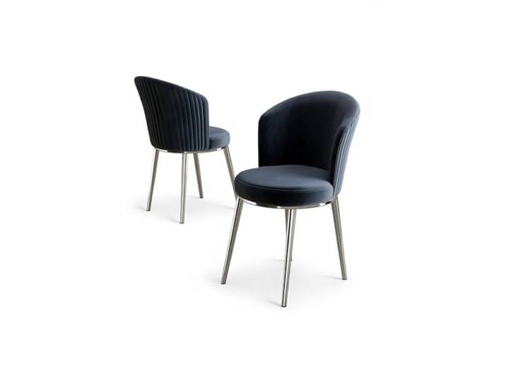 Modern Chair Set (4 Pieces), Anthracite & Chrome, 45 x 87 x 41 cm 100% Metal Frame, Plywood Back, Babyface Fabric Stylish & Comfortable for Home & Hotel Use