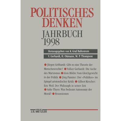 Politisches Denken. Jahrbuch 1998, Gebundene Ausgabe von "Deutschen Gesellschaft zur Erforschung der Politischen Bildung"; J.B. Metzler, Part of