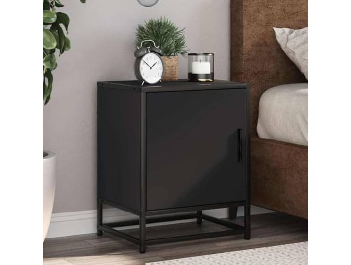 HEFZGDB Nachttische 2 Stück Schwarz 40x31x50 cm Holzwerkstoff Metall mit Stauraum und robuster Platte, stabile Inneneinrichtung Möbel mit praktischer Tür für Wohnzimmer