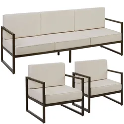 tectake Garten-Loungeset Comosa für 5 Personen, XXL-Polsterung  Braun/Beige