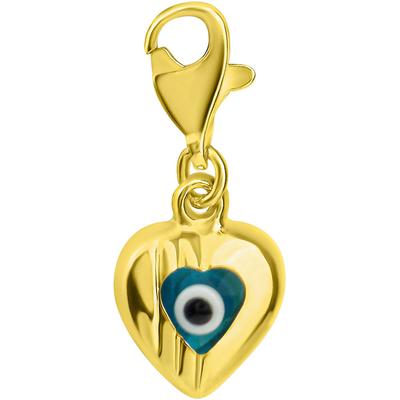Charm-Einhänger FIRETTI "Schmuck Geschenk Gold 333 Anhänger Charms Herz Magisches Auge", bunt (gelbgoldfarben, blau, schwarz, weiß, blau, schwarz, weiß), Charms, Damen, Gelbgold 333, mit Glasstein