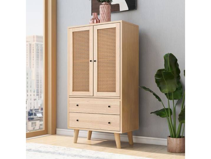 Buffet en bois - SOGEU - Commode - 2 portes - 2 tiroirs - Chêne style scandinave