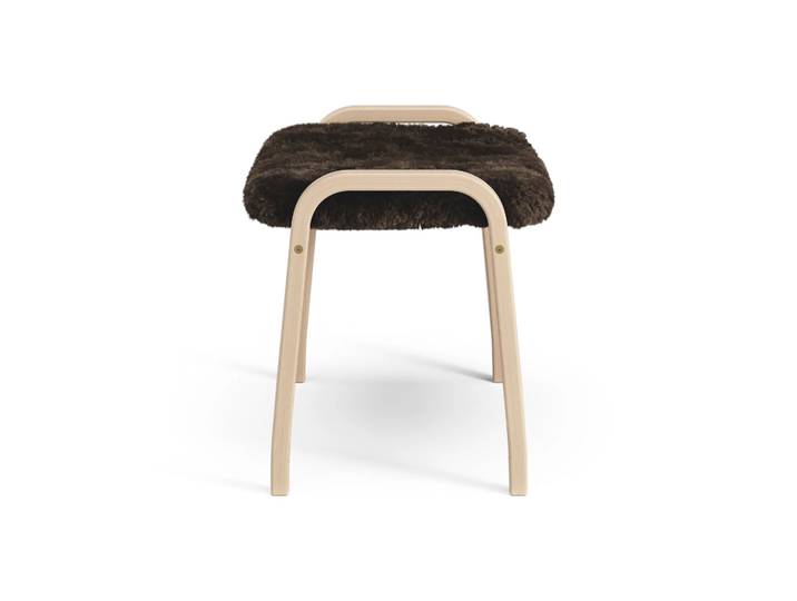 Swedese Lamini Fußhocker für Kinder lackierte Buche/Schaffell Espresso (braun)