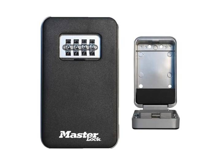 Boîte à clés MASTER LOCK\, montage mural\, à capot\, taille moyenne\, utilisation en extérieur\, kit d'installation\, pour usage domestique