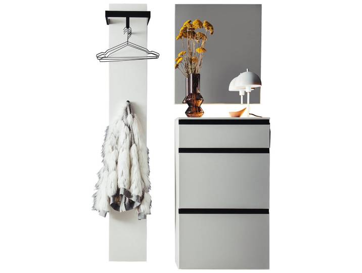 Moderano Garderobe, Weiss, Holzwerkstoff, 3-teilig, 100x200x30 cm, Garderobe, Garderobensets & -serien, Garderoben-Set